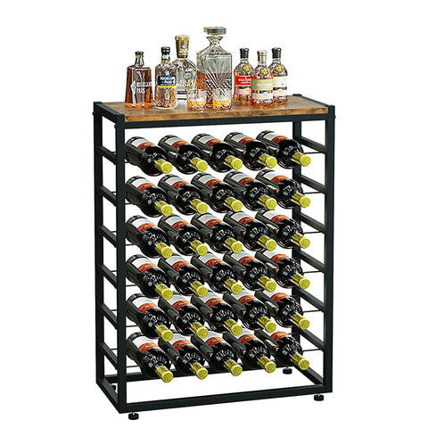 Carla Home 6 Tier Freestanding Wine Rack For 30 Bottles With Wood Countertop And Sturdy Metal Frame Racks