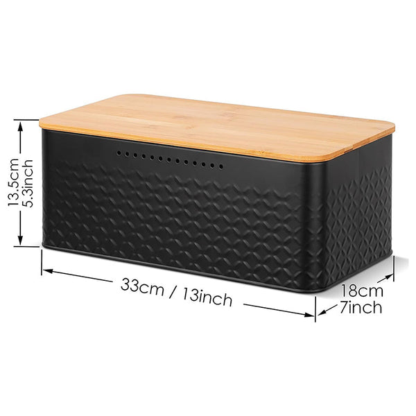 Carla Home Bread Bin With Bamboo Lid Used As Chopping Board For Kitchen Countertop Bread Bins