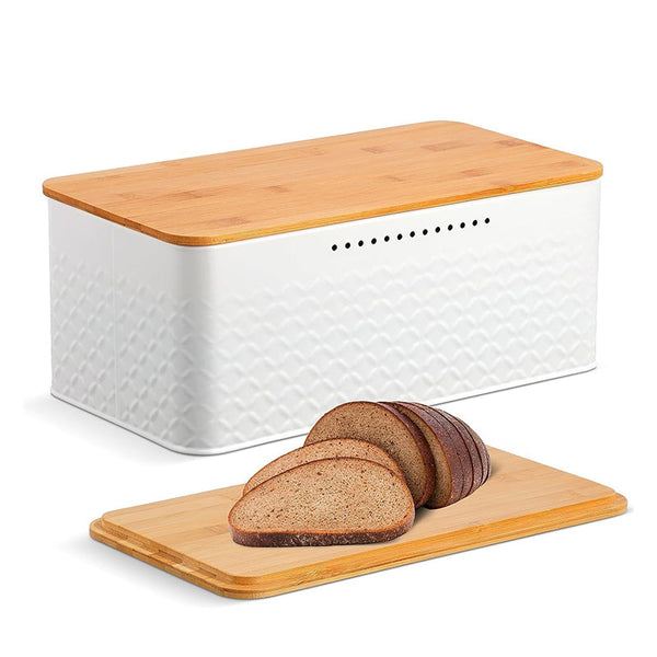 Carla Home Bread Bin With Bamboo Lid Used As Chopping Board For Kitchen Countertop Bread Bins