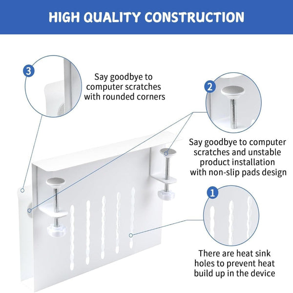Carla Home Under Desk Side Laptop Holder Storage With No Drill Cable Management Tray And Pen For Office Other Home Organisation