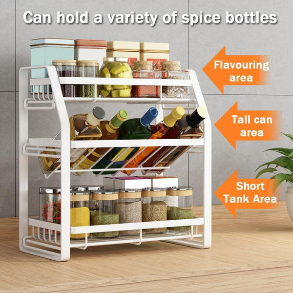 Carla Home 3 Tier Detachable Spice Rack Storage Organiser For Kitchen Countertop Spice Jars & Racks