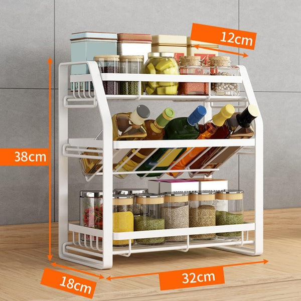 Carla Home 3 Tier Detachable Spice Rack Storage Organiser For Kitchen Countertop Spice Jars & Racks