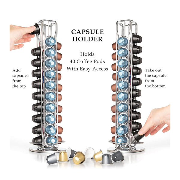 Carla Home Coffee Pods Holder Storage Compatible With 40 Nespresso Coffee Tea & Espresso Parts