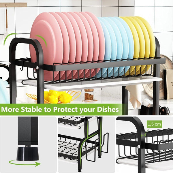 Carla Home Dish Drying Rack 3 Tier Large Capacity Kitchen Storage With Utensil And Cutting Board Holder Racks & Holders