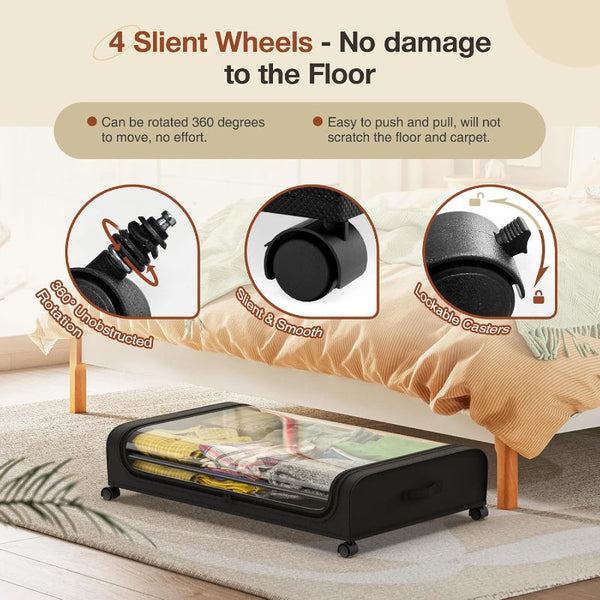 Carla Home Xxl Under Bed Rolling Storage Containers With 50L Large Capacity And Wheels Storage Bags