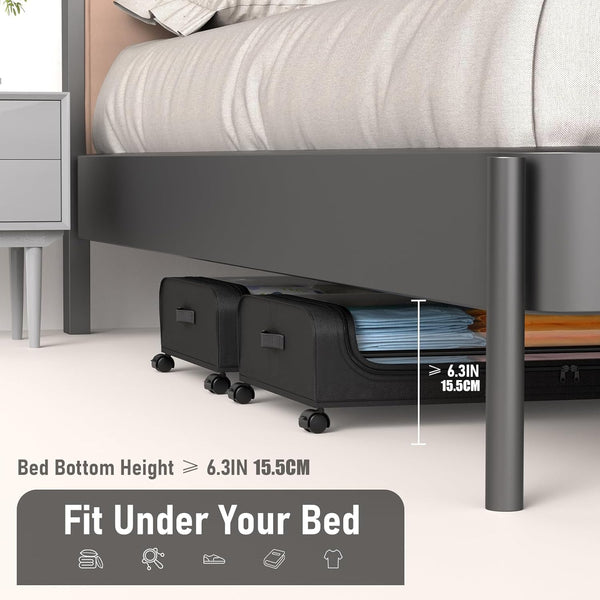 Set Of Two Xxl Under Bed Rolling With Large Capacity And Wheels Storage Boxes