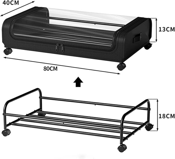 Set Of Two Xxl Under Bed Rolling With Large Capacity And Wheels Storage Boxes