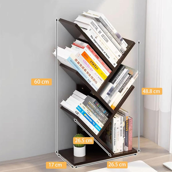 Carla Home 5 Tier Tree Bookshelf Storage Rack For Office Or Bedroom (Black) Bookshelves