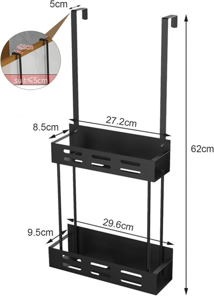 Carla Home Over The Door 2 Tier Shower Caddy Organizer Shelf With Hooks For Bathroom Bath Caddies & Trays