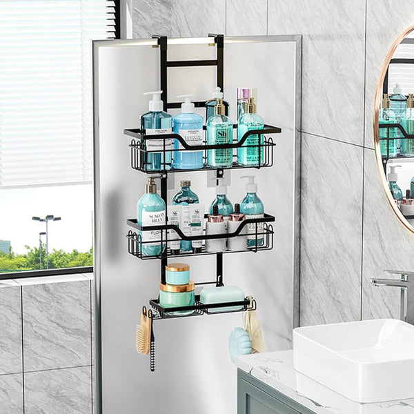 Carla Home Over The Door 3 Tier Shower Caddy Organizer Shelf With Hooks For Bathroom Storage Bins & Baskets
