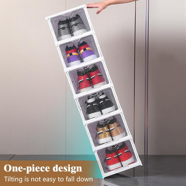Carla Home 3 Tier Stackable Shoe Storage Box Organizer With Clear Door For Closet Entryway Cabinet Shoe Organisers