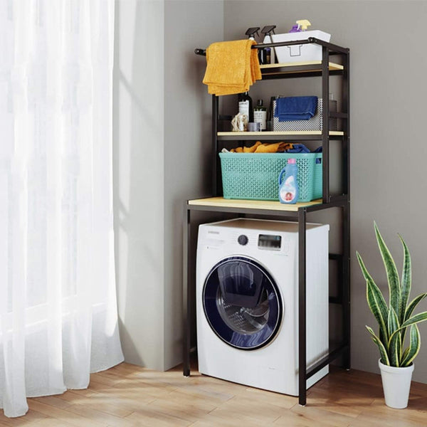 Carla Home 3 Tier Over Washing Machine Storage Rack Laundry Shelf Organizer For Bathroom Toilet (Black) Other Laundry Supplies