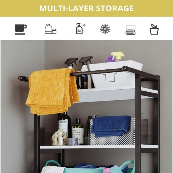 Carla Home 3 Tier Over Washing Machine Storage Rack Laundry Shelf Organizer For Bathroom Toilet (Black) Other Laundry Supplies