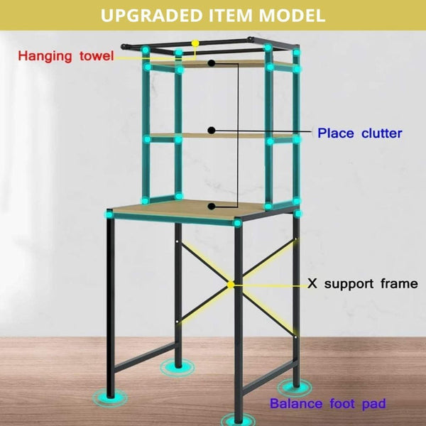 Carla Home 3 Tier Over Washing Machine Storage Rack Laundry Shelf Organizer For Bathroom Toilet (Black) Other Laundry Supplies