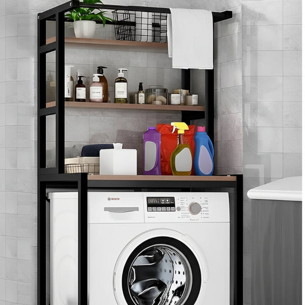Carla Home 3 Tier Over Washing Machine Storage Rack Laundry Shelf Organizer For Bathroom Toilet (Black) Other Laundry Supplies