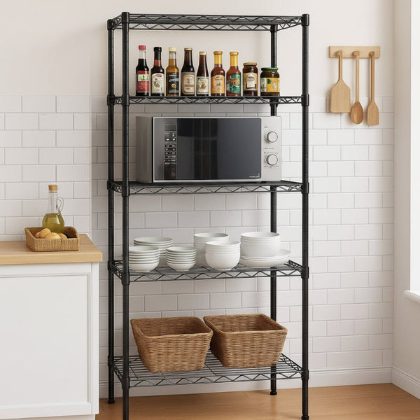 Carla Home 5 Tier Adjustable Metal Storage Shelves Wire Rack Organizer For Kitchen Pantry Bathroom Laundry Room (60Cm X 40Cm D 176Cm H) Racks