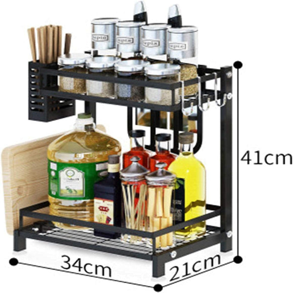 Carla Home 2 Tier Kitchen Spice Rack Organizer Storage Shelf For Condiments Oil Bottles Utensils Cutting Board & More Spice Jars & Racks