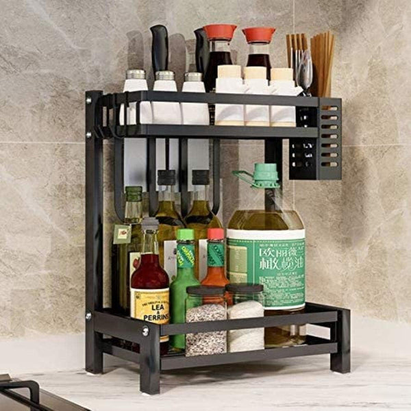 Carla Home 2 Tier Kitchen Spice Rack Organizer Storage Shelf For Condiments Oil Bottles Utensils Cutting Board & More Spice Jars & Racks