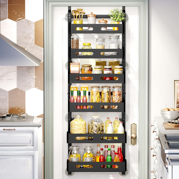 Carla Home 6 Tier Over The Door Organizer With Adjustable Metal Pantry Storage Rack And Hanging Baskets For Kitchen Bathroom Hanging Closet Storage