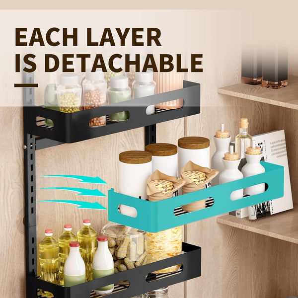 Carla Home 6 Tier Over The Door Organizer With Adjustable Metal Pantry Storage Rack And Hanging Baskets For Kitchen Bathroom Hanging Closet Storage
