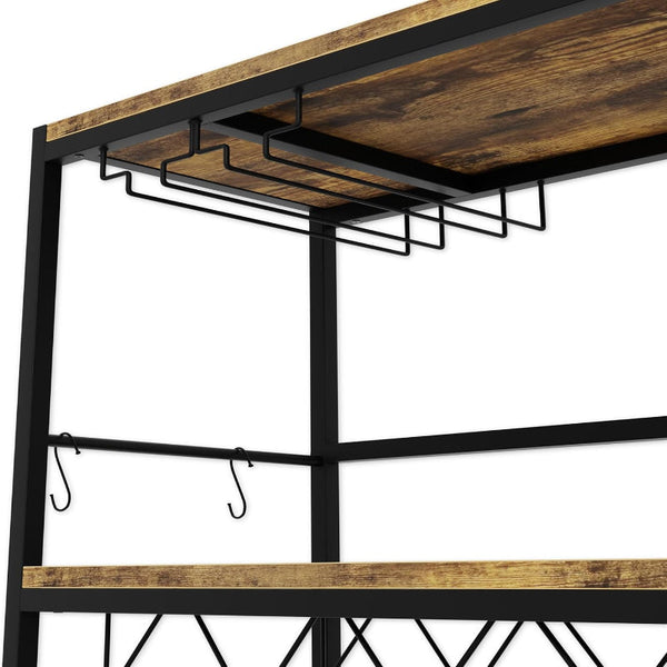 Carla Home Large Wine Rack With Glass Holder Metal Designed Bottle And Wood Countertop For & Champagne Racks