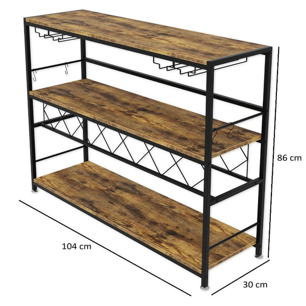 Carla Home Large Wine Rack With Glass Holder Metal Designed Bottle And Wood Countertop For & Champagne Racks