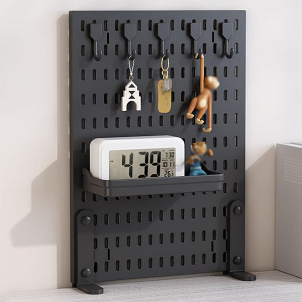 Carla Home Desk Pegboard Organizer Kit With Hooks Tray & Mount Ideal For Office Gaming Setup Workspace Organization (Black) Racks & Hooks