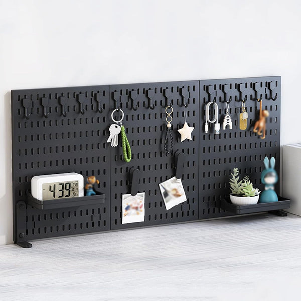 Carla Home Desk Pegboard Organizer Kit With Hooks Tray & Mount Ideal For Office Gaming Setup Workspace Organization (Black) Racks & Hooks