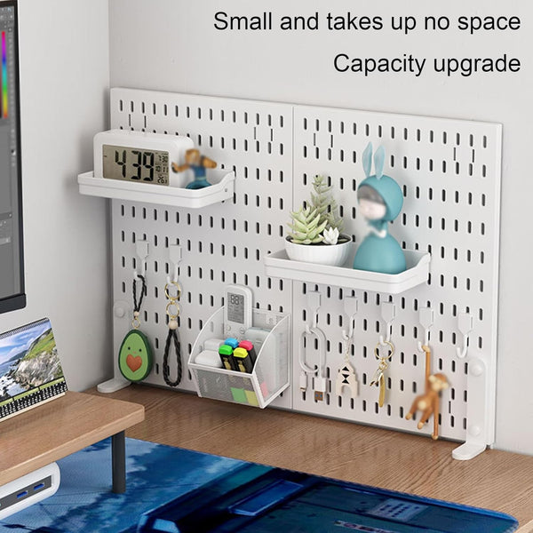 Carla Home 2 Pack Desk Pegboard Organizer Kit With Hooks Tray & Mount Ideal For Office Gaming Setup Workspace Organization (White) Personal Organisers