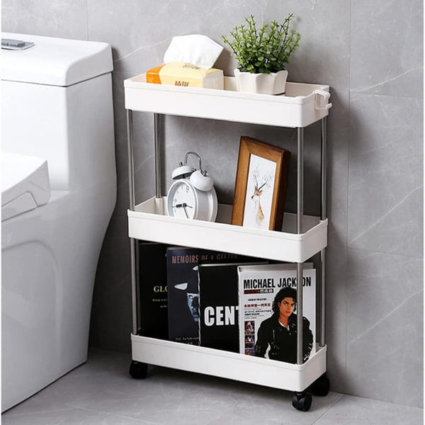 Carla Home Slim Storage Cart Organizer Trolley With Wheels For Kitchen Bathroom Laundry & Narrow Spaces (3 Tier) Kitchen Carts