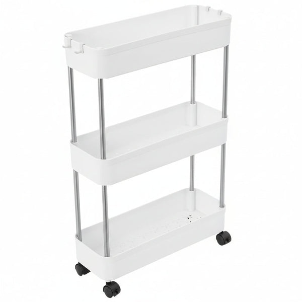 Carla Home Slim Storage Cart Organizer Trolley With Wheels For Kitchen Bathroom Laundry & Narrow Spaces (3 Tier) Kitchen Carts