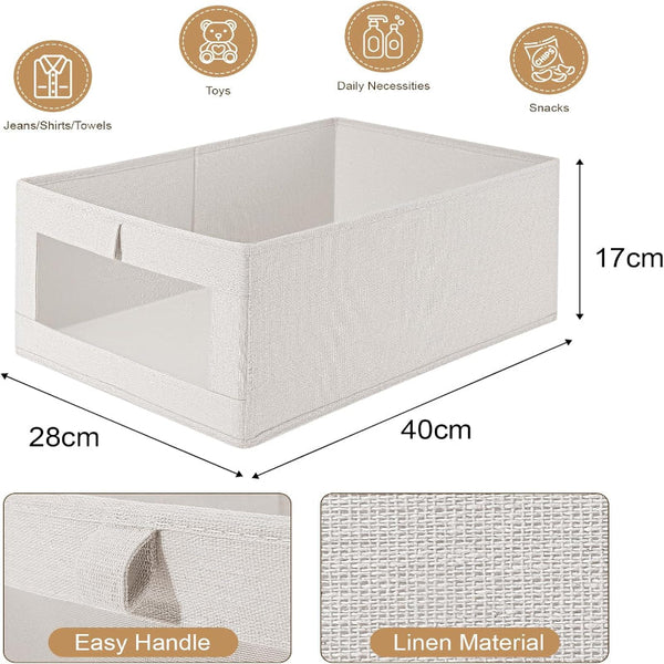 Carla Home 6 Pack Closet Storage Bins With Clear Window For Shelves Clothes Toys Wardrobe & Bedroom Organization Storage Bins & Baskets