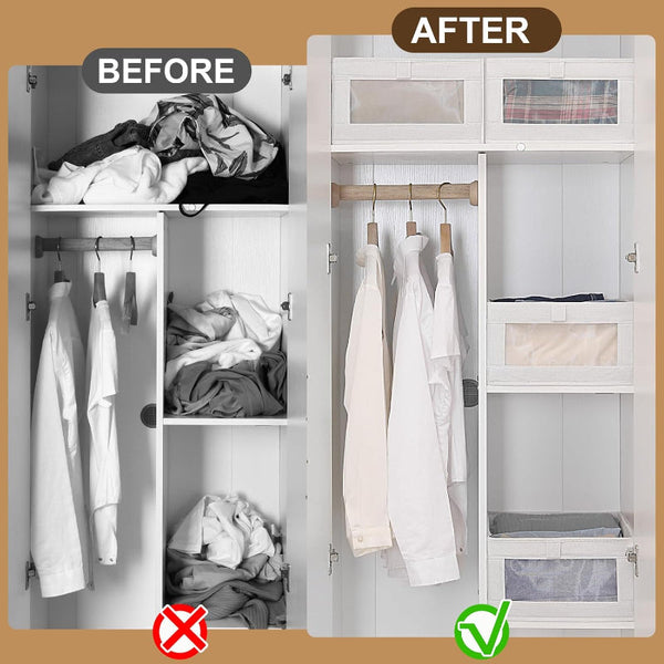 Carla Home 6 Pack Closet Storage Bins With Clear Window For Shelves Clothes Toys Wardrobe & Bedroom Organization Storage Bins & Baskets