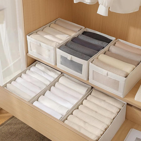 Carla Home 6 Pack Closet Storage Bins With Clear Window For Shelves Clothes Toys Wardrobe & Bedroom Organization Storage Bins & Baskets