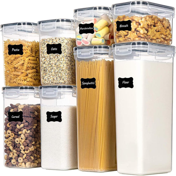Carla Home 8 Piece Airtight Set With Lids & Labels For Kitchen Food Storage Containers