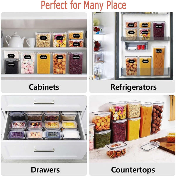 Carla Home 8 Piece Airtight Set With Lids & Labels For Kitchen Food Storage Containers