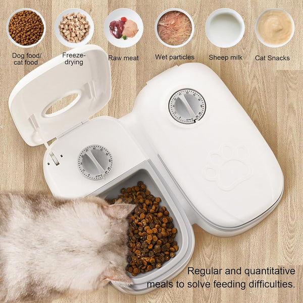 Carla Home 2 Meal Automatic Pet Feeder With Timer For Cat & Dog Wet Dry Food (Dual Bowl 700Ml) Dishes Feeders & Fountains