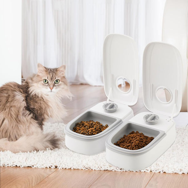 Carla Home 2 Meal Automatic Pet Feeder With Timer For Cat & Dog Wet Dry Food (Dual Bowl 700Ml) Dishes Feeders & Fountains