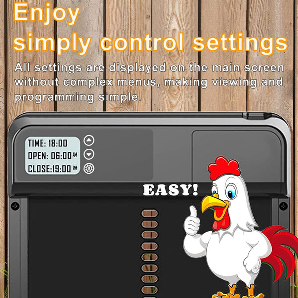 Carla Home Automatic Chicken Coop Door With Timer And Lcd Screen Anti Pinch Safety Easy Battery Operation Weatherproof For Outdoor Coops Small Animal