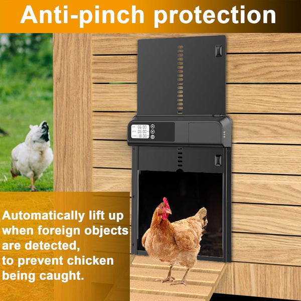 Carla Home Automatic Chicken Coop Door With Timer And Lcd Screen Anti Pinch Safety Easy Battery Operation Weatherproof For Outdoor Coops Small Animal