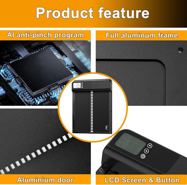 Carla Home Automatic Chicken Coop Door With Timer And Lcd Screen Anti Pinch Safety Easy Battery Operation Weatherproof For Outdoor Coops Small Animal
