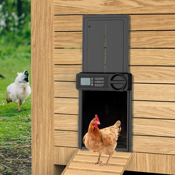 Carla Home Automatic Chicken Coop Door Opener With Timer Control Anti Pinch Protection Lcd Display And Battery Powered For Backyard Chickens Small Ani