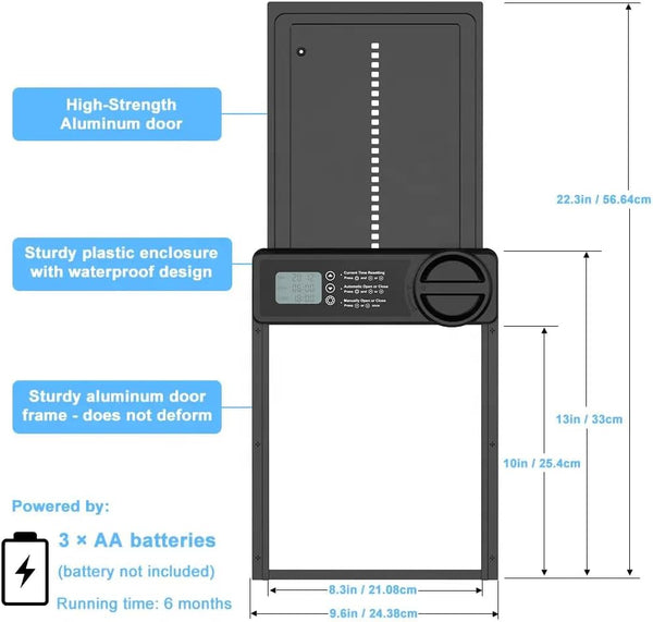 Carla Home Automatic Chicken Coop Door Opener With Timer Control Anti Pinch Protection Lcd Display And Battery Powered For Backyard Chickens Small Ani