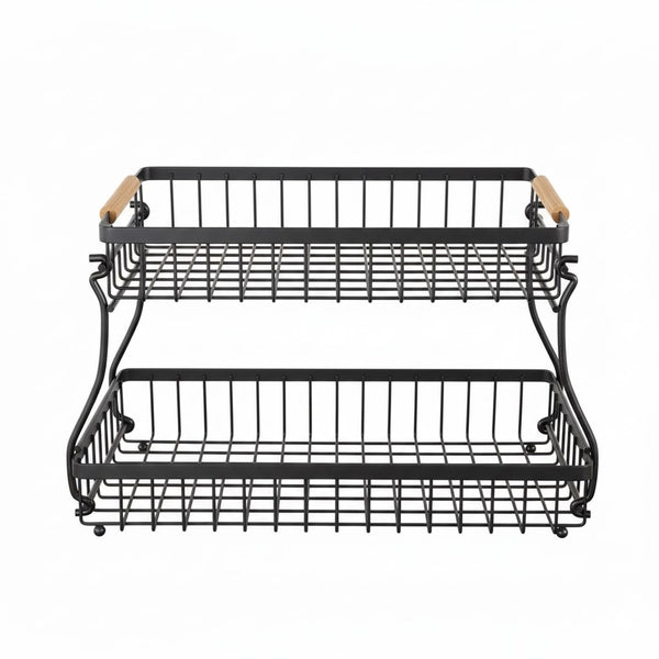 Carla Home 2 Tier Fruit Basket Metal Storage Bowl Kitchen Counter Organizer With Handles For Fruits Vegetables Snacks & Bread Storage Bins & Baskets
