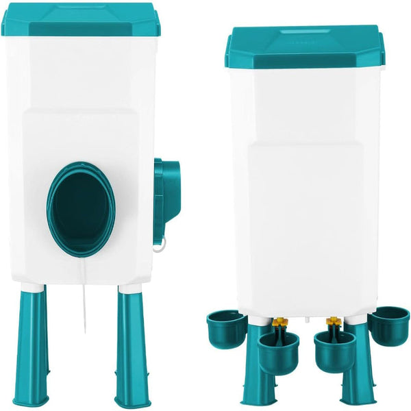Carla Home Automatic Chicken Feeder Waterer Set With 8Kg Food 7L Capacity For Coop Chickens Ducks Quails (Blue) Backyard Poultry Feeders