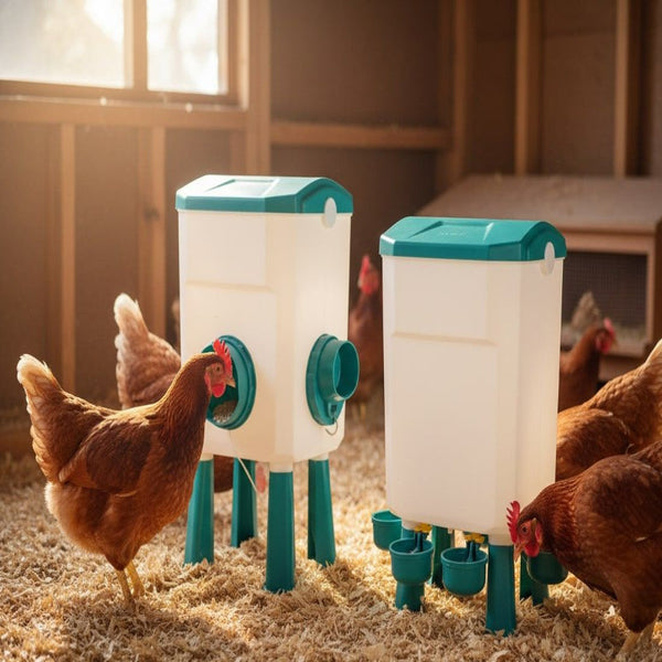 Carla Home Automatic Chicken Feeder Waterer Set With 8Kg Food 7L Capacity For Coop Chickens Ducks Quails (Blue) Backyard Poultry Feeders