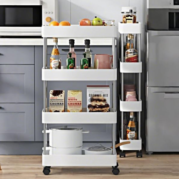 Carla Home Slim Storage Cart Organizer Trolley With Wheels For Kitchen Bathroom Laundry & Narrow Spaces (4 Tier) Kitchen Carts