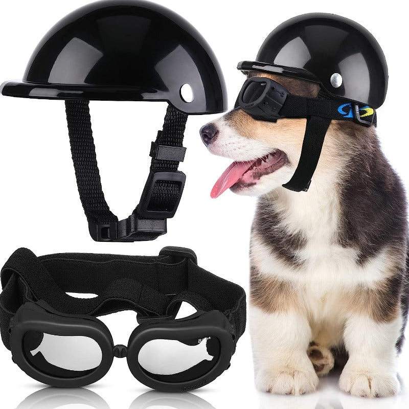 Vikus Dog Helmet Goggles Small Size Black Dog Costumes