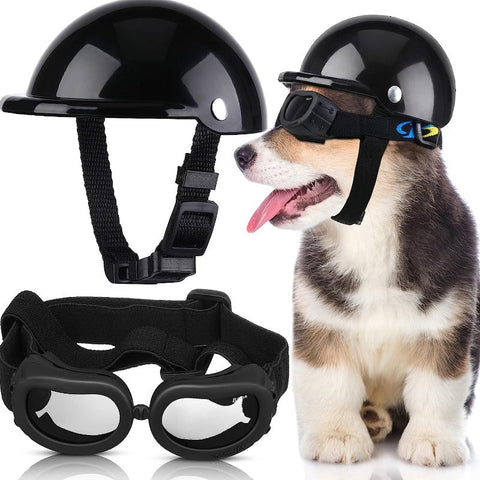 Vikus Dog Helmet Goggles Small Size Black Dog Costumes