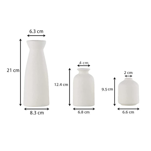 Ceramic Set Of 3 Modern White For Home Dcor Vases